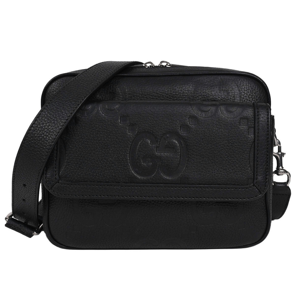 Gucci Jumbo GG Crossbody Bag Shoulder Leather Black